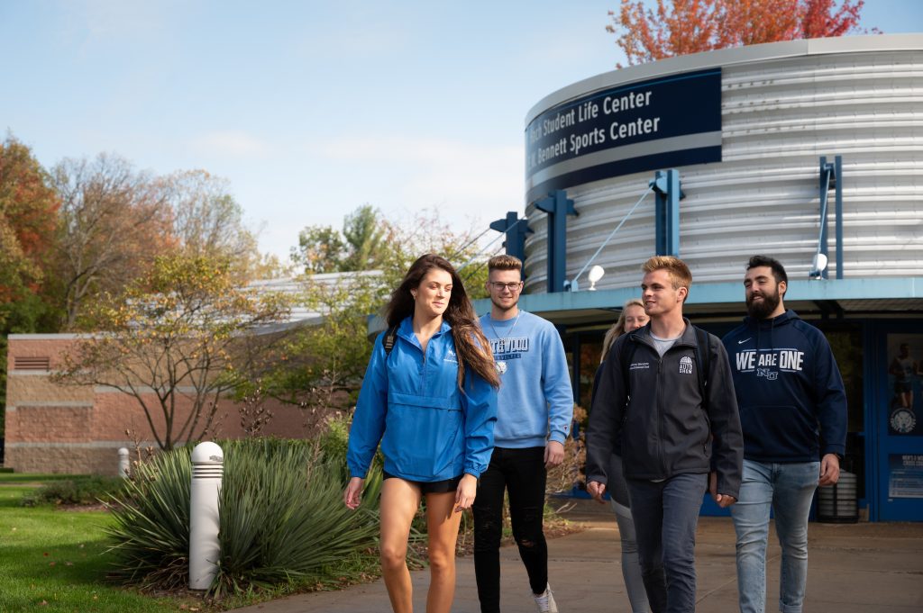 Northwood University students walking from the sports center on campus