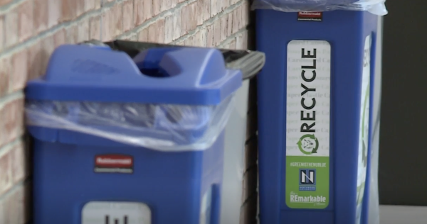 Recycling cans on campus