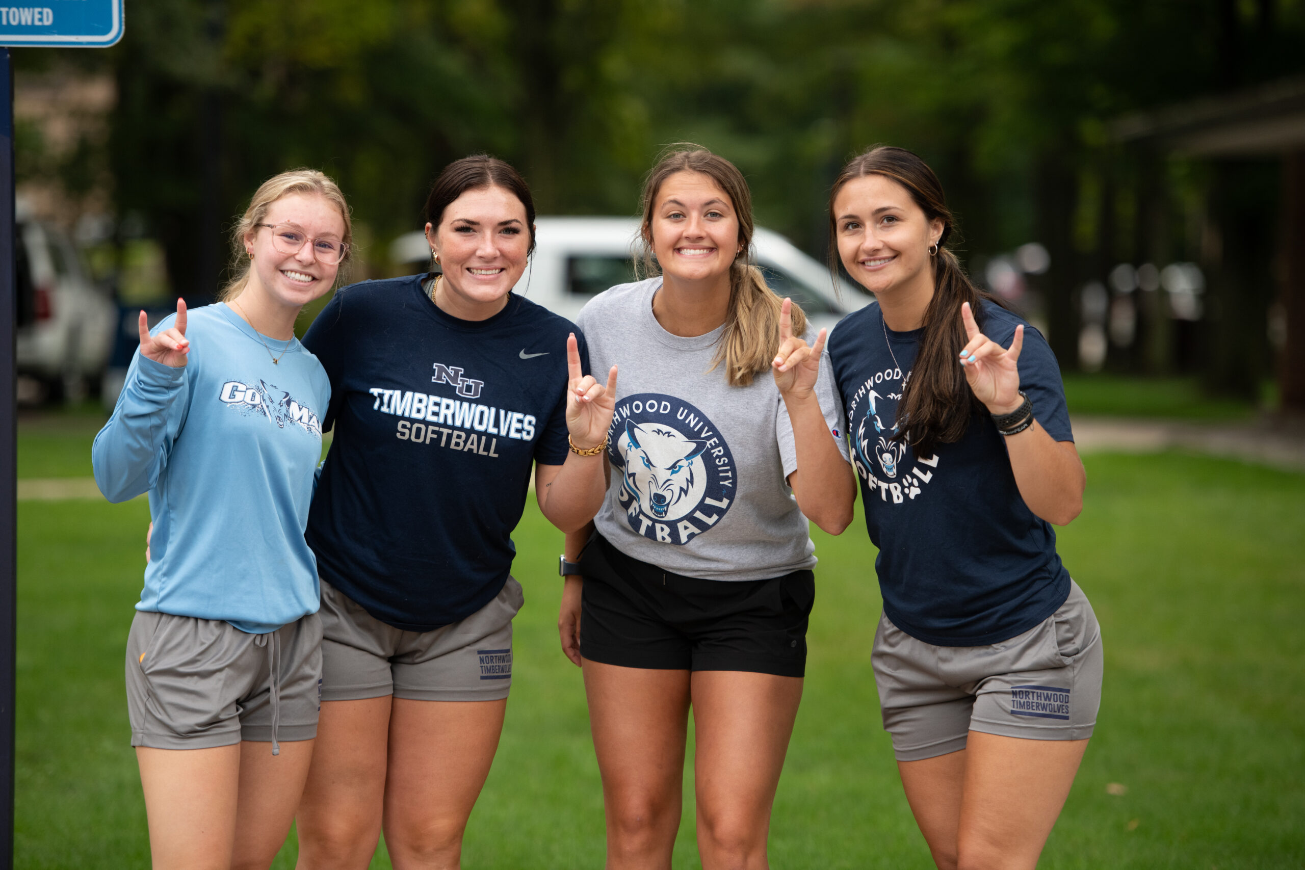 Northwood freshman students posing together on welcome weekend