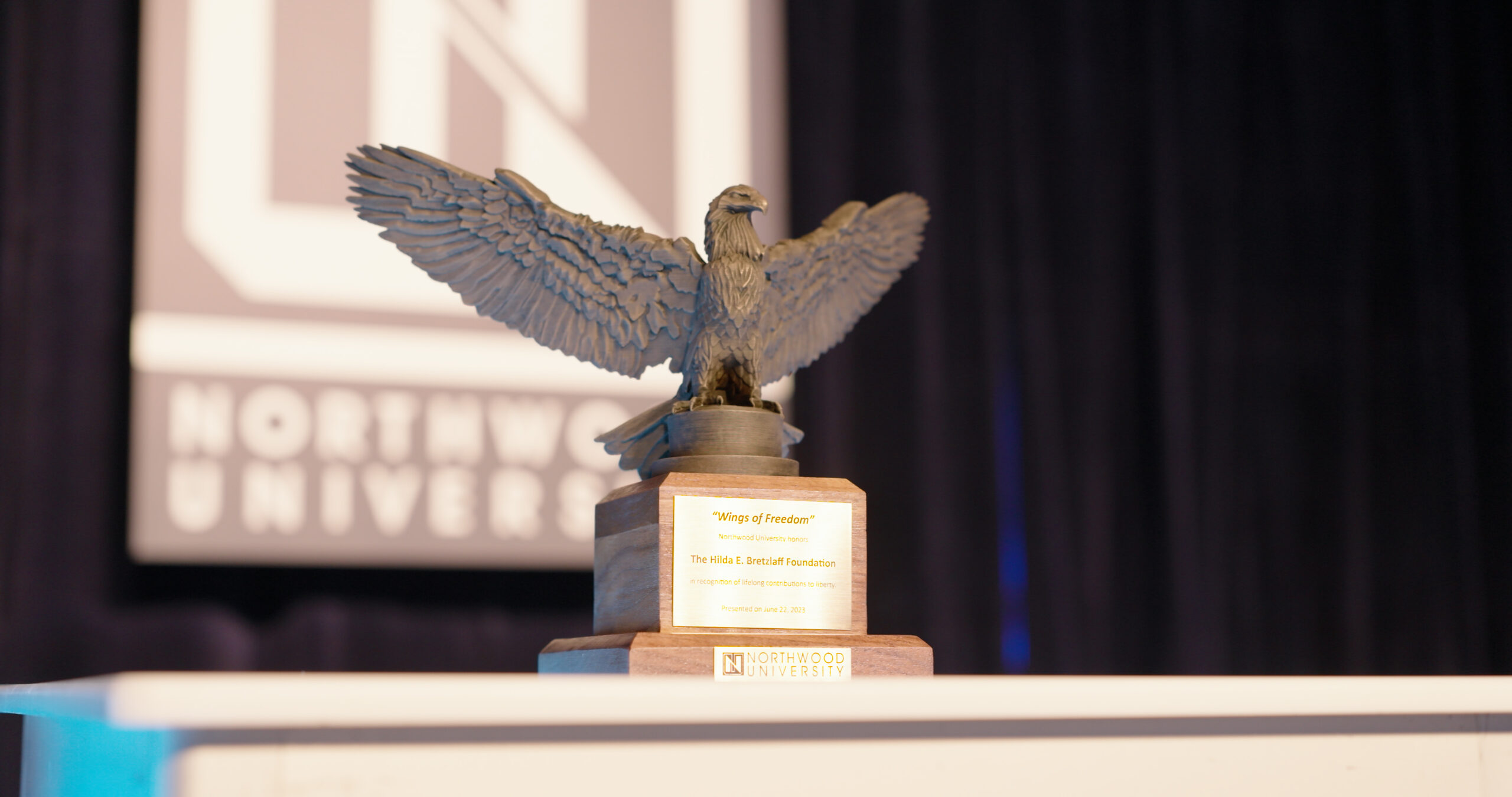 Wings of Freedom award pictured at the President's Freedom Celebration